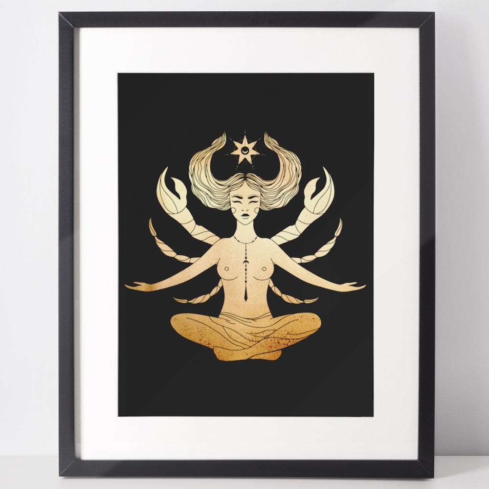 Cancer Wall Art Celestial Zodiac Print Poster Unframed - Picture 1 of 5